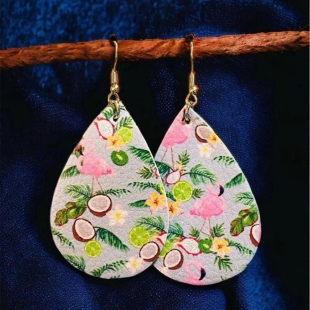 Tropical Faux Leather Earrings!